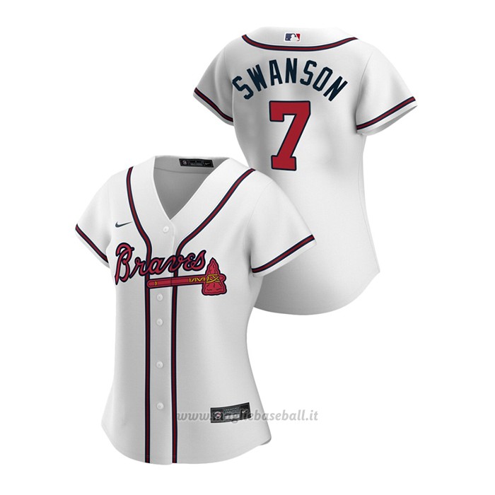 Maglia Baseball Donna Atlanta Braves Dansby Swanson 2020 Replica Primera Bianco